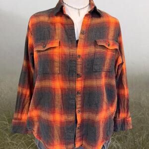 Orange and black flannel shirt